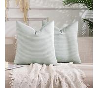 Federe Cuscino Farmhouse Light Green Striped Copricuscini Morbido Set of 2 Fodere Copricuscino per Camera da Letto Campeggio Sull'Erba Divano 45X45 Cm
