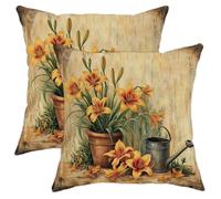Federe Cuscino Farmhouse Rustic Daylily Fodera per Cuscino Traspirante Set of 2 Fodere Copricuscino per Camera da Letto Regalo Divano 45X45 Cm