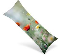 Federe Cuscino Letto 135x40 Rosso Federe Cuscino per chi Dorme sul Fianco con Stampa Fronte Retro, Rettangolari Velluto Fiore Pillow Case Cover Grandi con Cerniera Invisibile, Arredamento Casa 1Y-1133