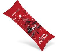 Federe Cuscino Letto 135x40 Rosso Federe Cuscino per chi Dorme sul Fianco con Stampa Fronte Retro, Rettangolari Velluto Natale Pillow Case Grandi con Cerniera Invisibile, Arredamento Casa 1Y-1131