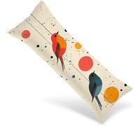 Federe Cuscino Letto 160x50 Bird Federe Cuscino per chi Dorme sul Fianco con Stampa Fronte Retro, Rettangolari Velluto Rosso Pillow Case Cover Grandi con Cerniera Invisibile, Arredamento Casa 1Y-1049