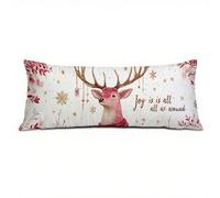 Federe Cuscino Letto 30 x 90 cm, Cuscini per Divano in Lino Cotone Morbida e Traspirante, Vita Morte Copricuscino Letto con Cerniera Invisibile Federe Cuscini per Decorativi Soggiorno Cervo Q-53