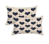 Federe Cuscino Letto 30x50 cm Lino, Federe Cuscini Beige Set da 2, Decorativa Cuscini da Esterno Impermeabile, Amore Copricuscini Divano, Fronte Retro Stampato per Giardino Balcone, Arredo Decor -3150