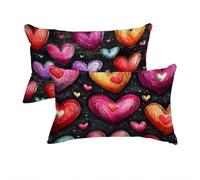 Federe Cuscino Letto 30x50 cm Lino, Federe Cuscini Colorato Set da 2, Decorativa Cuscini da Esterno Impermeabile, Amore Copricuscini Divano, Fronte Retro Stampato per Giardino, Arredo Decor -2814