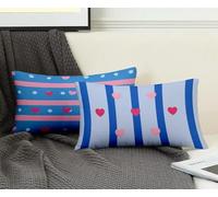Federe Cuscino Letto 30x50cm Set Da 2, Federe Cuscino Letto Blu Cuscini per Divano Amore Copricuscini Divano Lino Copricuscini con Cerniera Invisibile per Decorazioni Casa, Regalo Donna -ly2508SC