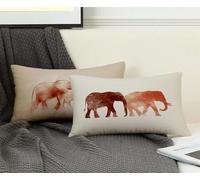 Federe Cuscino Letto 30x50cm Set Da 2, Federe Cuscino Letto Chiaretto Cuscini per Divano Elefante Copricuscini Divano Lino Copricuscini con Cerniera Invisibile per Decorazioni Casa, Regalo -ly2508S2