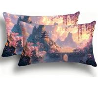 Federe Cuscino Letto 30x60 cm, Cuscini Divano Design Creativo Bicolore a Contrasto, Copricuscini Moderni , Facili da Lavare, Set da 2, Decorazione Casa Contemporanea, Costruzione Vista 1 F0A-1053