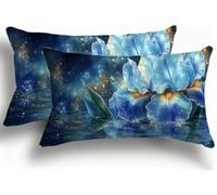 Federe Cuscino Letto 35x70 cm, Cuscini Divano Design Creativo Bicolore a Contrasto, Copricuscini Moderni per Divano, Facili da Lavare, Set da 2, Decorazione Casa Contemporanea, Fiore Piante 9 F0A-1032