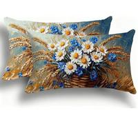 Federe Cuscino Letto 35x70 cm, Cuscini Divano Design Creativo Bicolore Contrasto, Copricuscini Moderni , Facili Lavare, Set 2, Decorazione Casa Contemporanea, Chrysanthemum Cestino Fiori1 F0A-1019