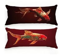 Federe Cuscino Letto 40x120 Rosso Set di 2 Federe Cuscini Pescare Motivo Lino Copricuscini, Doppia Faccia Stampa Cuscino per Dormire con Cerniera Invisibile per Letto Divano Decorazioni Casa, Model879