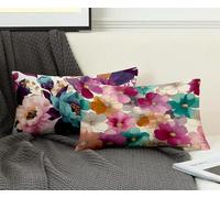 Federe Cuscino Letto 40x60 CM Set Da 2, Federe Cuscino Letto Viola Cuscini per Divano Fiore Copricuscini Divano Lino Copricuscini con Cerniera Invisibile per Decorazioni Casa, Regalo Donna -ly2508IZ