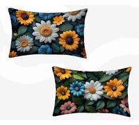 Federe Cuscino Letto 40x60 Set Da 2, Federe Cuscino Letto Giallo Cuscini per Divano Crisantemo Copricuscini Divano Impermeabile Lino Copricuscini Cerniera Invisibile per Decorazioni Casa -zjn2602AX