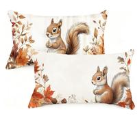 Federe Cuscino Letto 40x70 cm Set di 2 Cuscini Autunno Federe Cuscini Divano 40 x 70 Scoiattolo Copricuscini in Lino con Cerniera Invisibile Copricuscino per Divano Giardino Natale Decor Regali EM-16