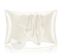 Federe Cuscino Letto 40x70 in Raso - Federa Setoso Proteggere Pelle e Capelli - OEKO-TEX - Super Morbida e Ipoallergenico - Federa 2 Pezzi con Cerniera Beige