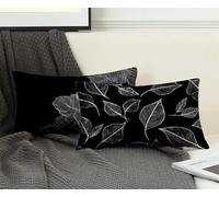 Federe Cuscino Letto 40x75 CM Set Da 2, Federe Cuscino Letto Nero Cuscini per Divano Pianta Copricuscini Divano Lino Copricuscini con Cerniera Invisibile per Decorazioni Casa, Regalo Donna -ly2508EF