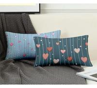 Federe Cuscino Letto 40x75cm Set Da 2, Federe Cuscino Letto Blu Cuscini per Divano Amore Copricuscini Divano Lino Copricuscini con Cerniera Invisibile per Decorazioni Casa, Regalo Donna -ly2508UM
