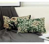 Federe Cuscino Letto 40x90 Set Da 2, Federe Cuscino Letto Verde Cuscini per Divano Fiori Copricuscini Divano Lino Copricuscini con Cerniera Invisibile per Decorazioni Casa, Regalo Donna -ly2508AX