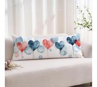 Federe Cuscino Letto 50 x 135 cm Semplice Velluto Federe Cuscini Divano 50x135 cm con Chiusura Lampo, Stampa Fronte-retro Amore Copricuscini Divano Cuscino Lungo per Allattamento, Gravidanza xz-658