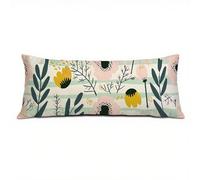 Federe Cuscino Letto 50 x 150 cm, Cuscini per Divano in Lino Cotone Morbida e Traspirante, Banda Copricuscino Letto con Cerniera Invisibile Federe Cuscini per Decorativi Camera Soggiorno Fiore Q-293