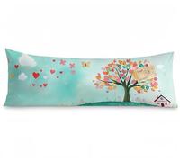 Federe Cuscino Letto 50x150 Amore Federe Cuscini Albero Motivo Disegno Impermeabili Lino Copricuscini, Doppia Faccia Stampa Cuscino Lungo Cerniera Invisibile per Letto Divano Decorazioni Casa, Model33