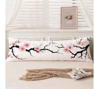 Federe Cuscino Letto 50x150 Bianco Copricuscino Letto Fiori di ciliegio Motivo Velluto Copricuscini Doppia Faccia Stampa Cuscino per Dormire per Divano Decorazioni Casa Decorazioni Natalizie, Model101