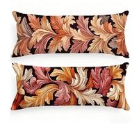 Federe Cuscino Letto 50x150 Europa Settentrionale Set di 2 Federe Cuscini Fiori Motivo Lino Copricuscini, Doppia Faccia Stampa Cuscino con Cerniera Invisibile per Letto Divano Decorazioni Casa, Model1