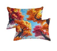 Federe Cuscino Letto 50x70 cm Lino, Federe Cuscini Autunno Set da 2, Decorativa Cuscini da Esterno Impermeabile, Albero Copricuscini Divano, Fronte Retro Stampato per Giardino, Arredo Decor -3613