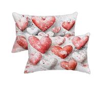 Federe Cuscino Letto 50x70 cm Lino, Federe Cuscini Rosa Set da 2, Decorativa Cuscini da Esterno Impermeabile, Amore Copricuscini Divano, Fronte Retro Stampato per Giardino Balcone, Arredo Decor -3805