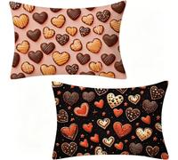 Federe Cuscino Letto 50x70, Velluto marrone Cuscini Da Esterno, Federe Amore Set da 2, Copricuscino Letto Impermeabile Per Decorazioni Casa O Regalo Donna, Cerniera Invisibile, Tutte Le Stagioni 74-W