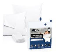 Federe Cuscino Letto 50x75 cm (set di 2) Impermeabile con Cerniera a Zip di Beddy-Bye® - Federa Traspirante e Ipoallergenica Certificata Oeko-Tex - Copertura prodotta in UE