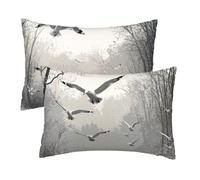 Federe Cuscino Letto 50x80, Grigio Cuscini per Divano Set da 2, Velluto Copricuscini Divano Impermeabile, Copri Cuscini Naturale Motivo Fronte Retro Stampato per Bedding Sedia Camera, Arredo Casa M-4
