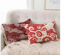 Federe Cuscino Letto 50x80cm Set Da 2, Federe Cuscino Letto Nuvola Cuscini per Divano Rosso Copricuscini Divano Impermeabile Lino Copricuscini con Cerniera Invisibile per Decorazioni Casa -lsy2501279