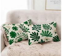 Federe Cuscino Letto 70x90cm Set Da 2, Federe Cuscino Letto Verde Cuscini per Divano Moderno Copricuscini Divano Impermeabile Lino Copricuscini con Cerniera Invisibile per Decorazioni Casa -lsy25012LF