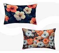 Federe Cuscino Letto Bianco Federe Cuscino Letto 40x70 CM Set Da 2, Cuscini per Divano Fiori Copricuscini Divano Impermeabile Lino Soprammobili Moderni Copricuscini per Arredamento Casa -zjn2602AX