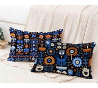 Federe Cuscino Letto Blu Federe Cuscino Letto 60x80 CM Set Da 2, Cuscini per Divano Retrò Copricuscini Divano Impermeabile Lino Soprammobili Moderni Copricuscini per Arredamento Casa -lsy25012S8