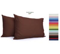 Federe Cuscino Letto con patella in cotone Coppia misura cm 52x82 - 21 COLORI