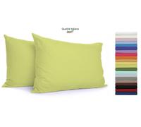 Federe Cuscino Letto con patella in cotone Coppia misura cm 52x82 - 21 COLORI