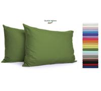 Federe Cuscino Letto con patella in cotone Coppia misura cm 52x82 - 21 COLORI