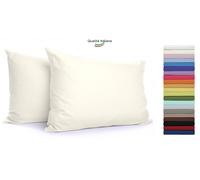 Federe Cuscino Letto con patella in cotone Coppia misura cm 52x82 - 21 COLORI
