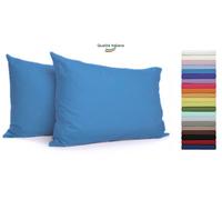 Federe Cuscino Letto con patella in cotone Coppia misura cm 52x82 - 21 COLORI