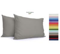 Federe Cuscino Letto con patella in cotone Coppia misura cm 52x82 - 21 COLORI