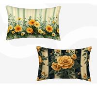 Federe Cuscino Letto Giallo Federe Cuscino Letto 40x70 CM Set Da 2, Cuscini per Divano Aiuola Copricuscini Divano Impermeabile Lino Soprammobili Moderni Copricuscini per Arredamento Casa -zjn2602OJ