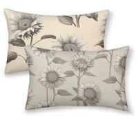 Federe Cuscino Letto Grigio Federe Cuscino Letto 60x80cm Set Da 2, Cuscini per Divano Girasole Copricuscini Divano Lino Soprammobili Moderni Copricuscini per Arredamento Casa, Regalo Donna -ly2508QA