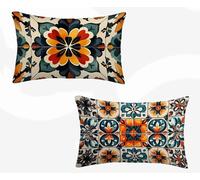 Federe Cuscino Letto Retrò Federe Cuscino Letto 30x60 Set Da 2, Cuscini per Divano Fiori Copricuscini Divano Impermeabile Lino Soprammobili Moderni Copricuscini per Arredamento Casa, Regalo -zjn2602W7