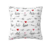 Federe Cuscino Love-Themed Pattern with Black Script And Red Hearts Federe Cuscini Morbido Copricuscino Design Elegante Fodere Copricuscino per Campeggio Sull'Erba Divano 45X45 Cm