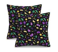 Federe Cuscino Mardi Gras Simple Pattern Fodera per Cuscino Resistenti Copricuscini Traspirante Federe Cuscini per Regalo Campeggio Sull'Erba Divano 2 Piece 45x45 CM