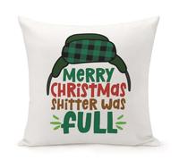 Federe Cuscino Merry Christmas Shitter Was Full Funny Christmas Text with Cartoon Earmuffs cap Copricuscino Morbido Federe Cuscini Resistenti per Divano Camera da Letto 45X45 Cm