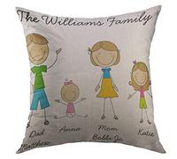 Federe Cuscino Mom Customized Family Stick Figure Girl Federa Morbido Copricuscini per Sedia 45X45 Cm