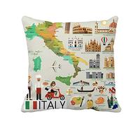 Federe Cuscino Naples Map of Italy And Travel Genoa Rome Airplane Copricuscino Design Elegante Fodere Copricuscino per Camera da Letto Campeggio Sull'Erba 45x45 CM