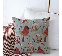 Federe Cuscino Nature Graphic Lines Hand Winter Beautiful Drawn Elegant Cardinal Holidays White Colorful Painting Copricuscini Lavabile Federa per Letto 45X45 CM